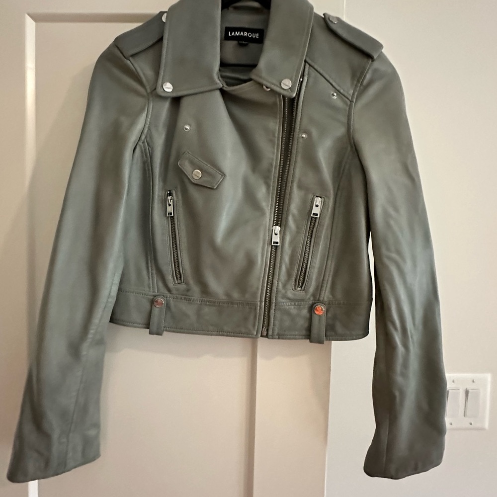 LAMARQUE Women's Olive Leather Jacket